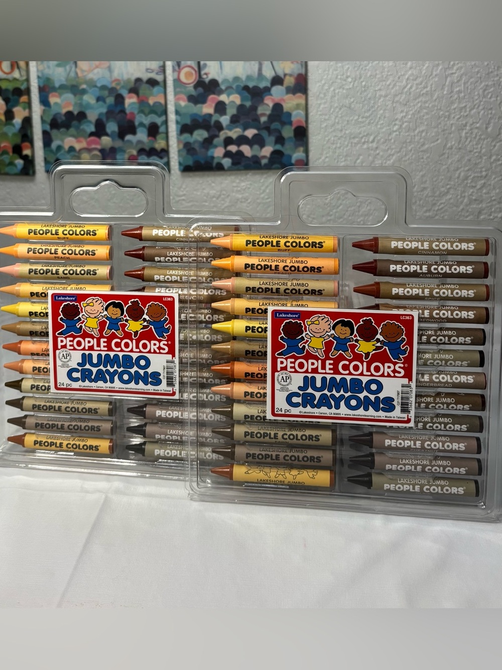 2 Lakeshore People Colors Jumbo Crayons - Brown & Tan Set
